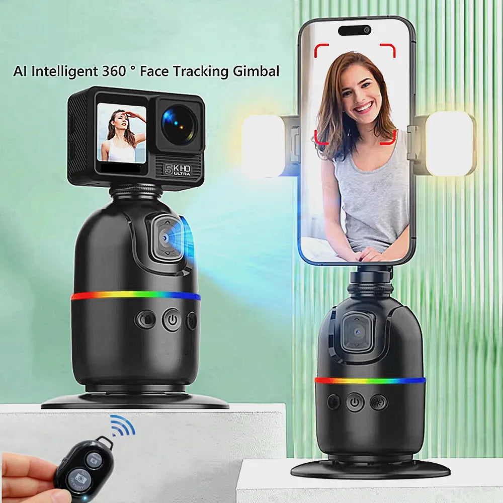 360° AI gimbal compatible with smartphones and GoPro action cameras