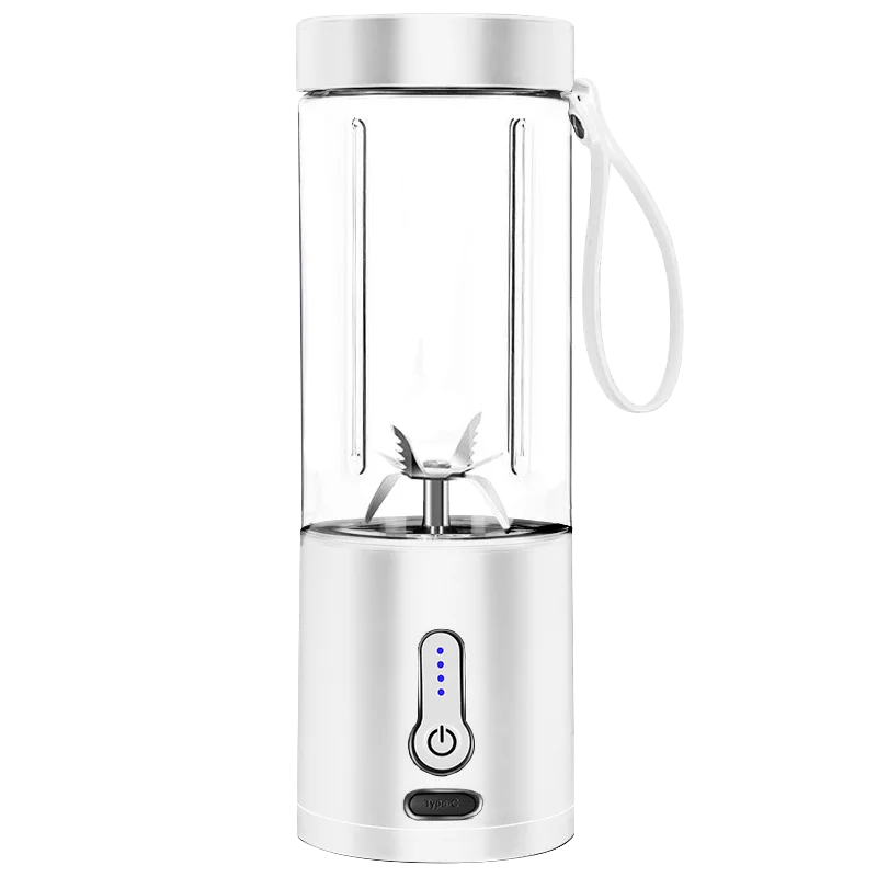 White 530ML Portable Blender with 6 Blades and USB Charging Port – Front View