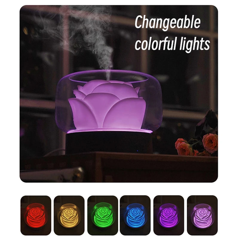  KINSCOTER flower diffuser with 6 LED colors for mood lighting and aromatherapy