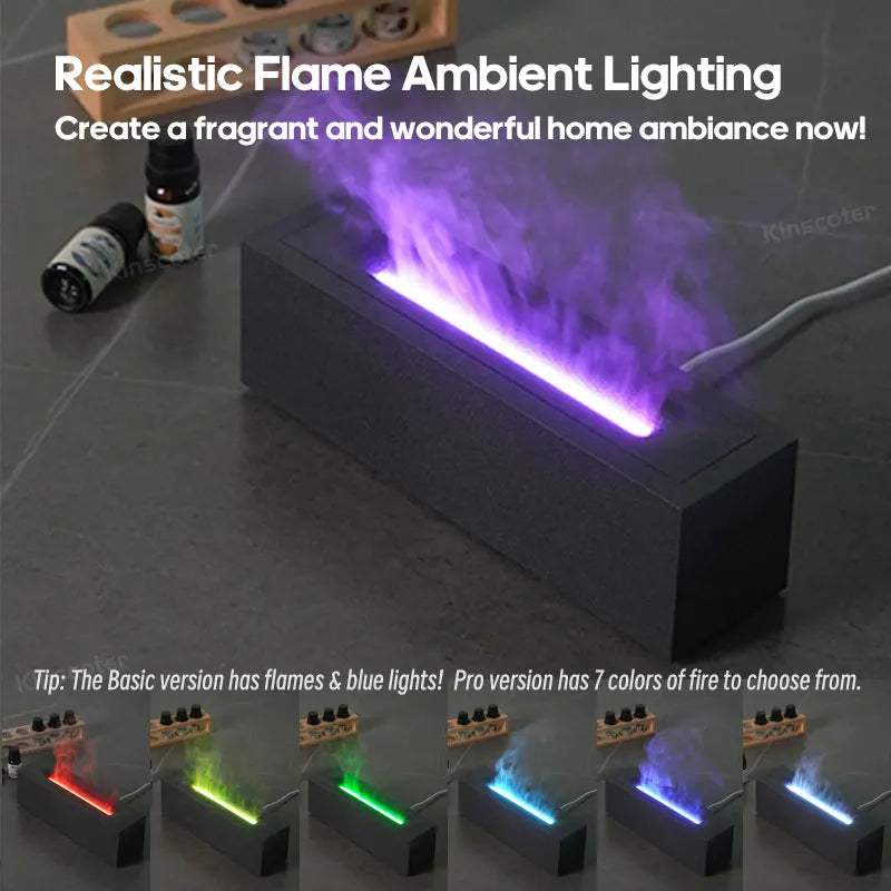 KINSCOTER diffuser with colorful flame effect and aromatherapy mist