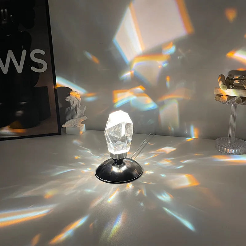 Stylish crystal-cut lamp for modern decor with reflective light pattern